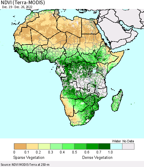 Africa NDVI (Terra-MODIS) Thematic Map For 12/19/2022 - 12/26/2022