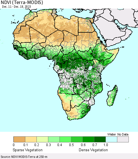 Africa NDVI (Terra-MODIS) Thematic Map For 12/11/2023 - 12/18/2023