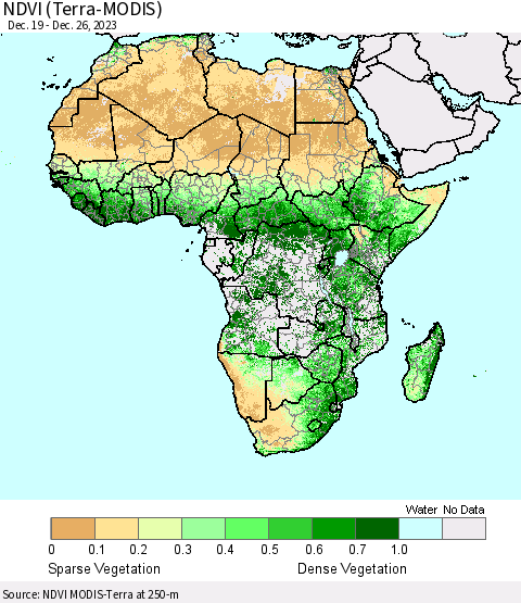 Africa NDVI (Terra-MODIS) Thematic Map For 12/19/2023 - 12/26/2023