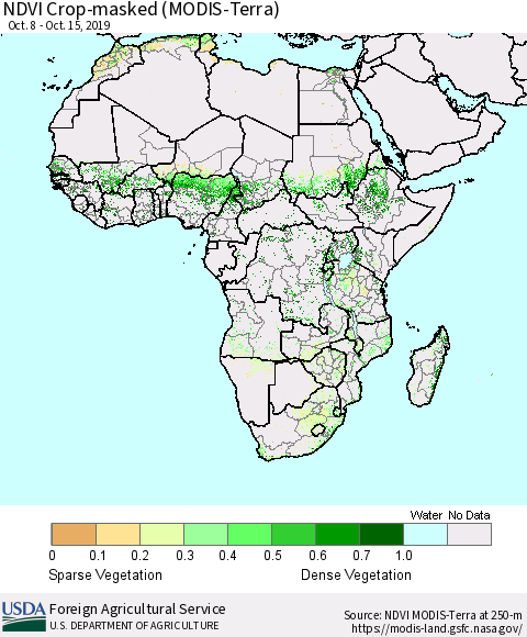 Africa Cropland NDVI (Terra-MODIS) Thematic Map For 10/11/2019 - 10/20/2019