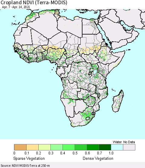 Africa Cropland NDVI (Terra-MODIS) Thematic Map For 4/7/2021 - 4/14/2021