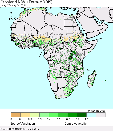 Africa Cropland NDVI (Terra-MODIS) Thematic Map For 5/17/2021 - 5/24/2021