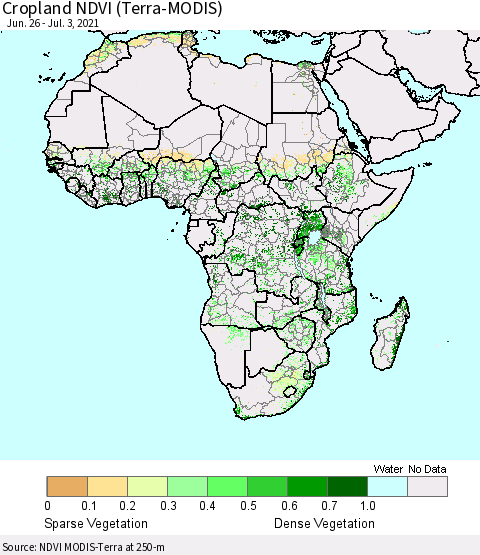 Africa Cropland NDVI (Terra-MODIS) Thematic Map For 6/26/2021 - 7/3/2021