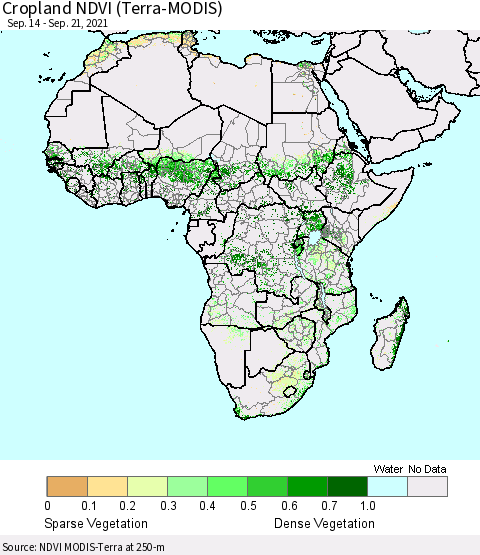 Africa Cropland NDVI (Terra-MODIS) Thematic Map For 9/14/2021 - 9/21/2021