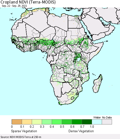 Africa Cropland NDVI (Terra-MODIS) Thematic Map For 9/22/2021 - 9/29/2021