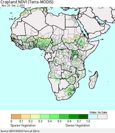 Africa Cropland NDVI (Terra-MODIS) Thematic Map For 11/25/2021 - 12/2/2021
