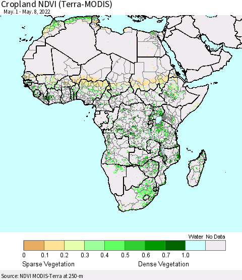 Africa Cropland NDVI (Terra-MODIS) Thematic Map For 5/1/2022 - 5/8/2022