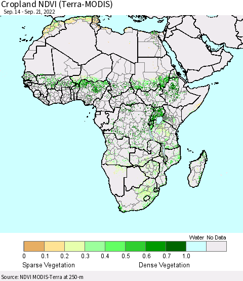 Africa Cropland NDVI (Terra-MODIS) Thematic Map For 9/14/2022 - 9/21/2022
