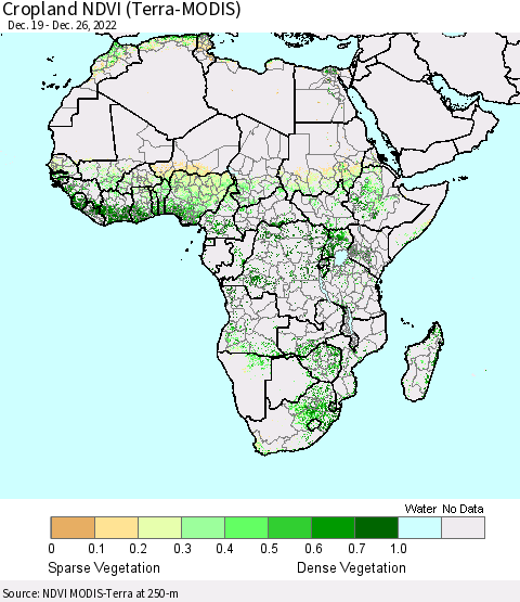 Africa Cropland NDVI (Terra-MODIS) Thematic Map For 12/19/2022 - 12/26/2022