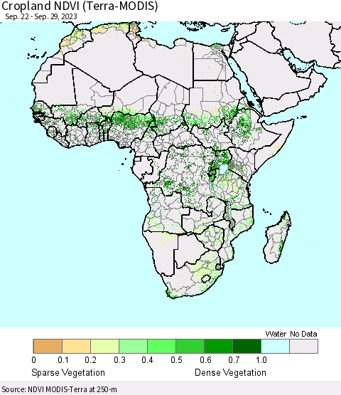 Africa Cropland NDVI (Terra-MODIS) Thematic Map For 9/22/2023 - 9/29/2023