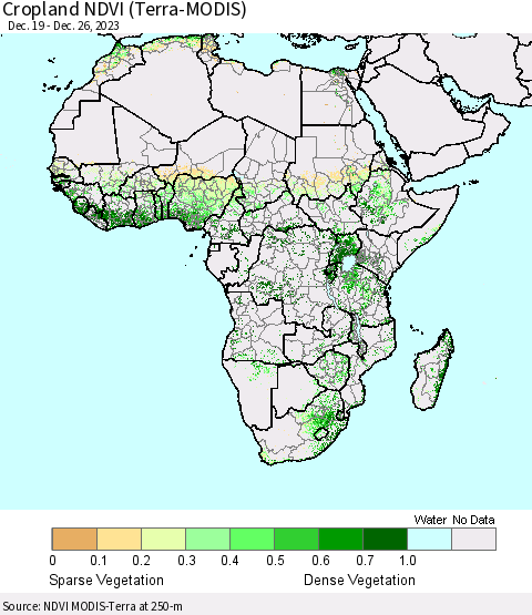 Africa Cropland NDVI (Terra-MODIS) Thematic Map For 12/19/2023 - 12/26/2023
