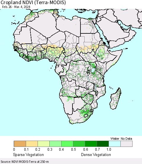 Africa Cropland NDVI (Terra-MODIS) Thematic Map For 2/26/2024 - 3/4/2024