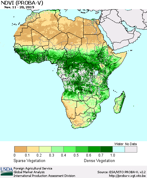 Africa NDVI (PROBA-V) Thematic Map For 11/11/2019 - 11/20/2019