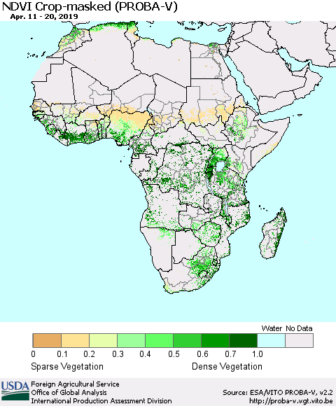 Africa NDVI Crop-masked (PROBA-V) Thematic Map For 4/11/2019 - 4/20/2019