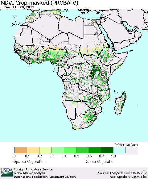 Africa NDVI Crop-masked (PROBA-V) Thematic Map For 12/11/2019 - 12/20/2019