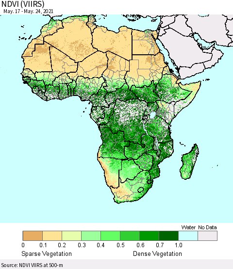 Africa NDVI (VIIRS) Thematic Map For 5/17/2021 - 5/24/2021