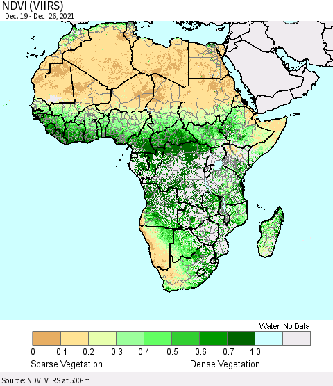 Africa NDVI (VIIRS) Thematic Map For 12/19/2021 - 12/26/2021