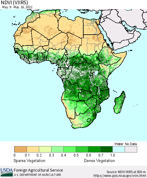 Africa NDVI (VIIRS) Thematic Map For 5/11/2022 - 5/20/2022
