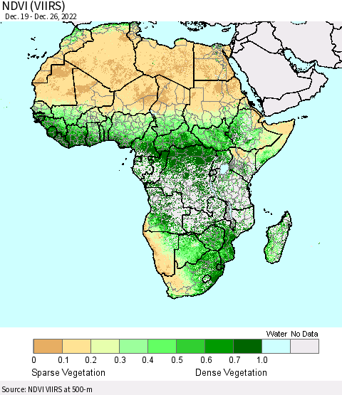 Africa NDVI (VIIRS) Thematic Map For 12/19/2022 - 12/26/2022