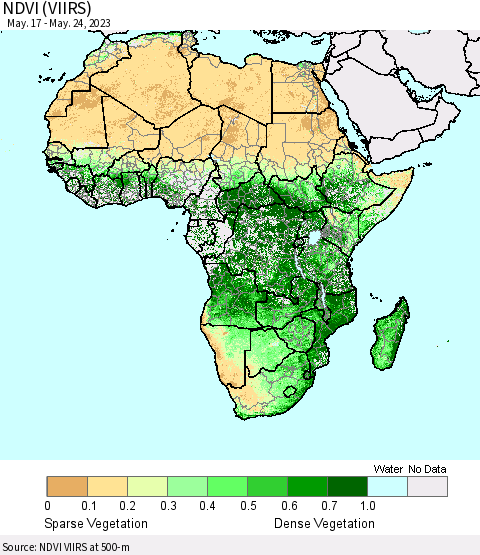 Africa NDVI (VIIRS) Thematic Map For 5/17/2023 - 5/24/2023
