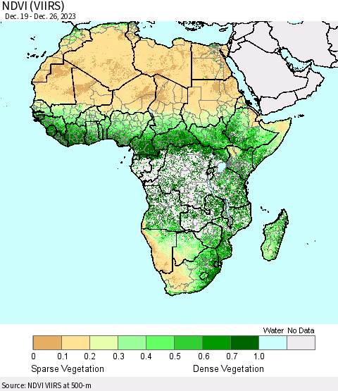 Africa NDVI (VIIRS) Thematic Map For 12/19/2023 - 12/26/2023
