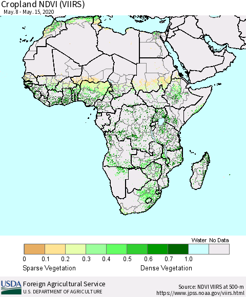 Africa Cropland NDVI (VIIRS) Thematic Map For 5/11/2020 - 5/20/2020