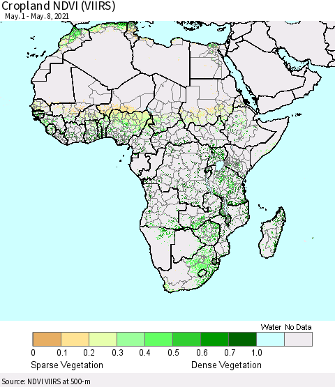 Africa Cropland NDVI (VIIRS) Thematic Map For 5/1/2021 - 5/8/2021