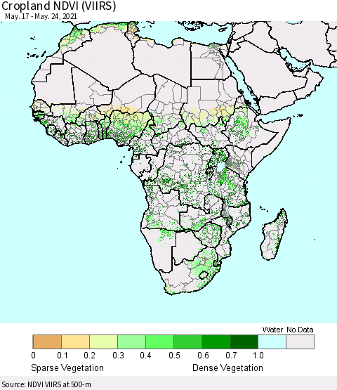 Africa Cropland NDVI (VIIRS) Thematic Map For 5/17/2021 - 5/24/2021