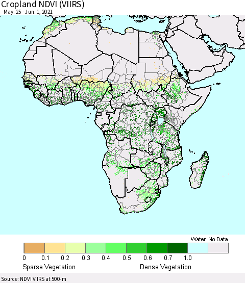 Africa Cropland NDVI (VIIRS) Thematic Map For 5/25/2021 - 6/1/2021