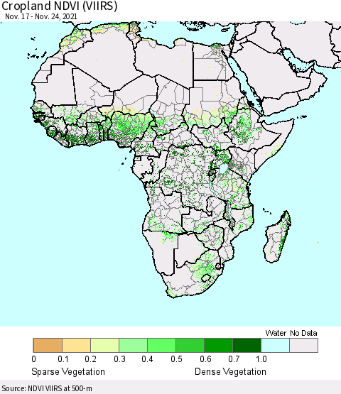 Africa Cropland NDVI (VIIRS) Thematic Map For 11/17/2021 - 11/24/2021
