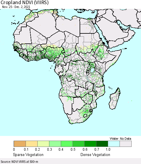 Africa Cropland NDVI (VIIRS) Thematic Map For 11/25/2021 - 12/2/2021