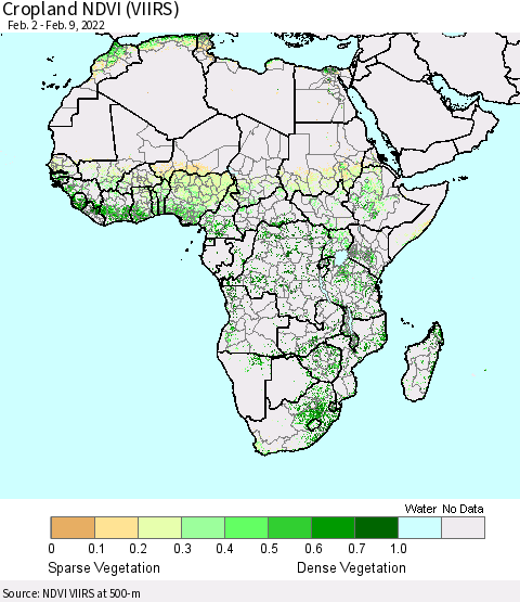 Africa Cropland NDVI (VIIRS) Thematic Map For 2/2/2022 - 2/9/2022