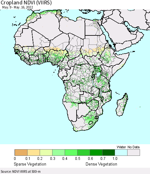 Africa Cropland NDVI (VIIRS) Thematic Map For 5/9/2022 - 5/16/2022