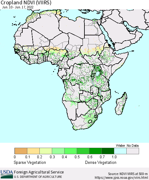 Africa Cropland NDVI (VIIRS) Thematic Map For 6/11/2022 - 6/20/2022
