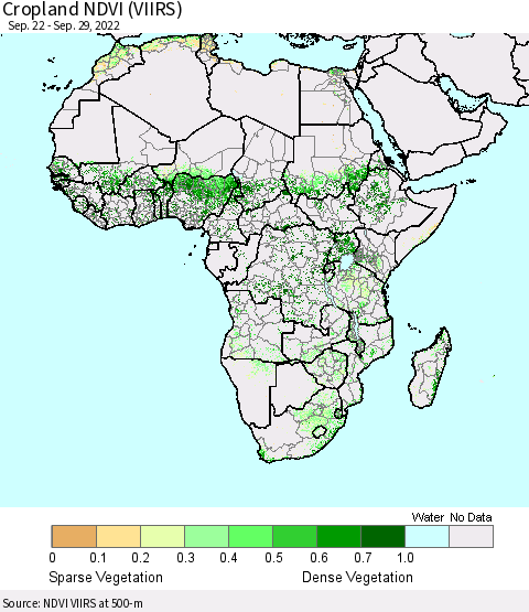 Africa Cropland NDVI (VIIRS) Thematic Map For 9/22/2022 - 9/29/2022