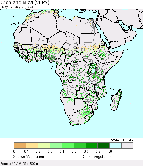 Africa Cropland NDVI (VIIRS) Thematic Map For 5/17/2023 - 5/24/2023