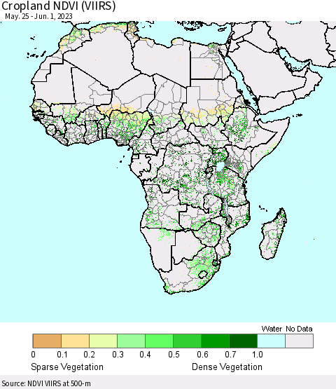 Africa Cropland NDVI (VIIRS) Thematic Map For 5/25/2023 - 6/1/2023