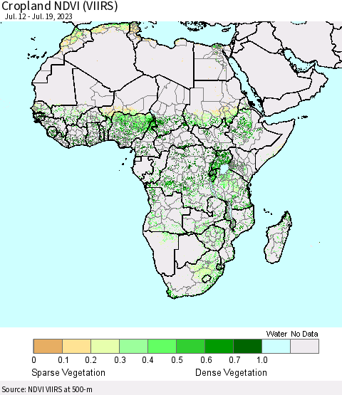 Africa Cropland NDVI (VIIRS) Thematic Map For 7/12/2023 - 7/19/2023