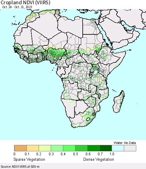 Africa Cropland NDVI (VIIRS) Thematic Map For 10/24/2023 - 10/31/2023