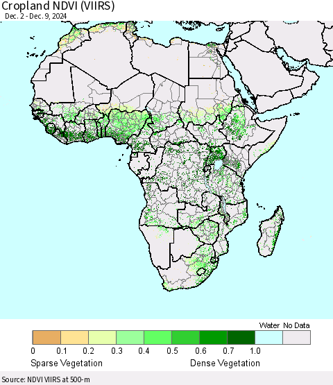 Africa Cropland NDVI (VIIRS) Thematic Map For 12/2/2024 - 12/9/2024