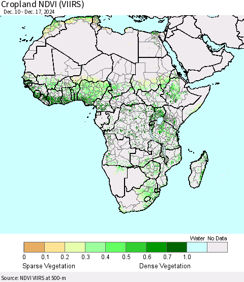 Africa Cropland NDVI (VIIRS) Thematic Map For 12/10/2024 - 12/17/2024