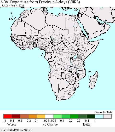 Africa NDVI Departure from Previous 8-days (VIIRS) Thematic Map For 7/28/2022 - 8/4/2022
