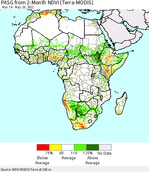 Africa PASG from 2-Month NDVI (Terra-MODIS) Thematic Map For 5/9/2021 - 5/16/2021