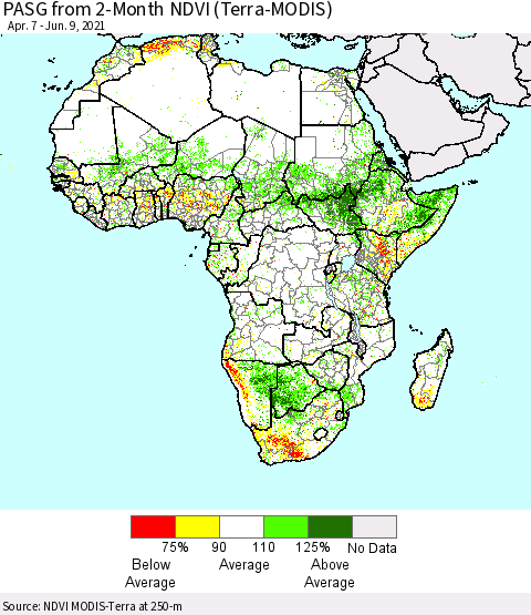 Africa PASG from 2-Month NDVI (Terra-MODIS) Thematic Map For 6/2/2021 - 6/9/2021