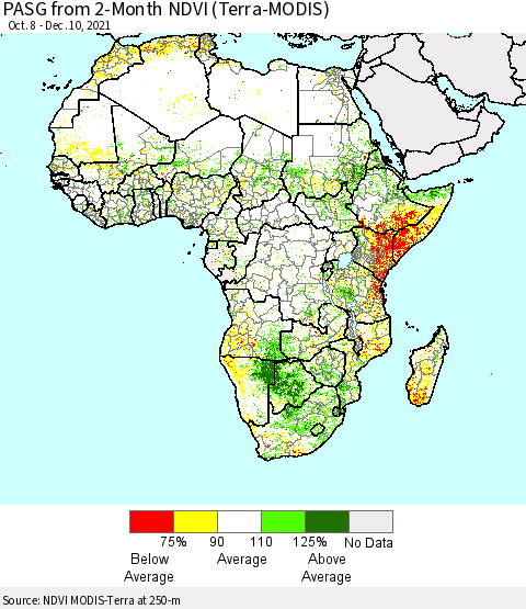 Africa PASG from 2-Month NDVI (Terra-MODIS) Thematic Map For 12/3/2021 - 12/10/2021