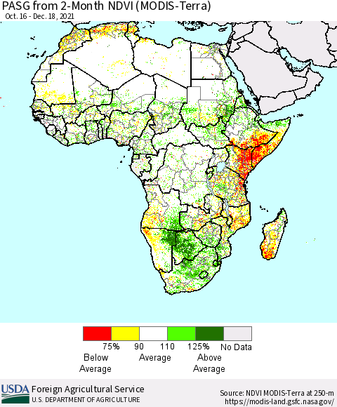 Africa PASG from 2-Month NDVI (Terra-MODIS) Thematic Map For 12/11/2021 - 12/20/2021