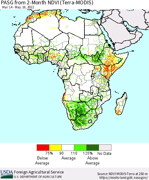 Africa PASG from 2-Month NDVI (Terra-MODIS) Thematic Map For 5/11/2022 - 5/20/2022