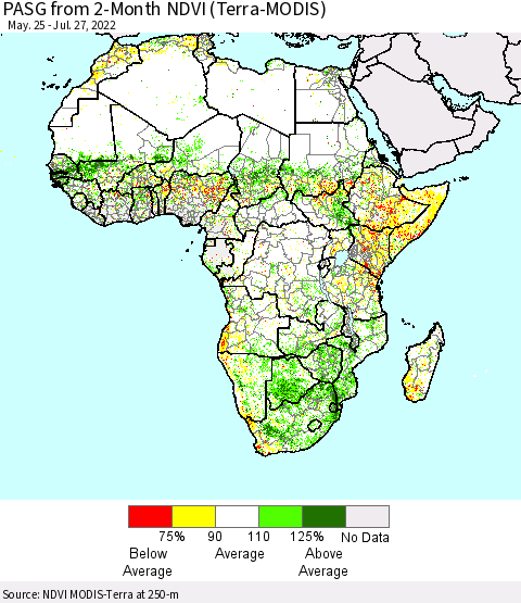 Africa PASG from 2-Month NDVI (Terra-MODIS) Thematic Map For 7/20/2022 - 7/27/2022