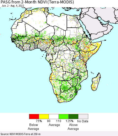 Africa PASG from 2-Month NDVI (Terra-MODIS) Thematic Map For 7/28/2022 - 8/4/2022