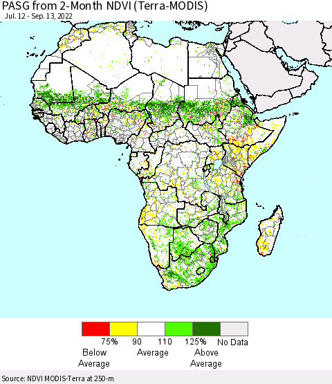 Africa PASG from 2-Month NDVI (Terra-MODIS) Thematic Map For 9/6/2022 - 9/13/2022